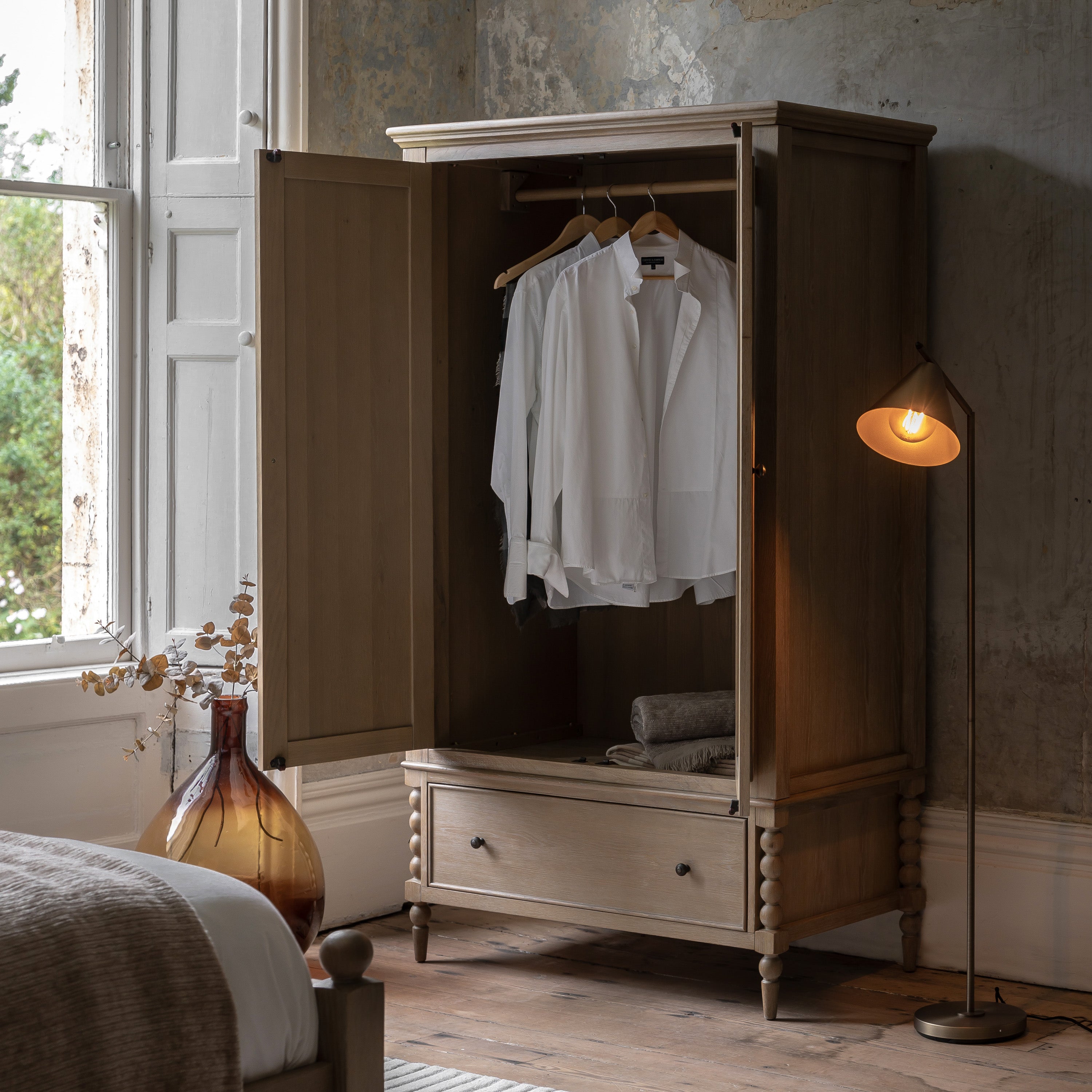 Birchfield Artisan Oak Wood Double Wardrobe